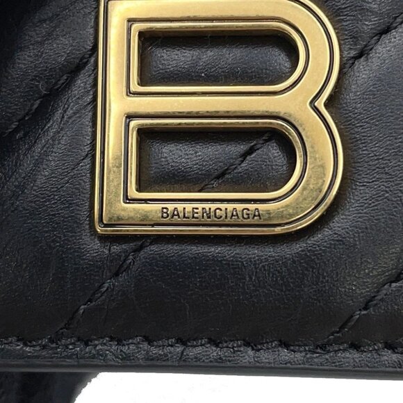 BALENCIAGA Quilted Magnetic Card Holder Crushed Calf Leather Black 782132 - Picture 4 of 7